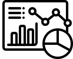 Icon of dashboard with charts and graphs